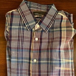 Vince Mens Plaid Dress Shirt Size Large